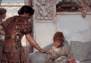 Sir Lawrence Alma-Tadema, A Silent Greeting (detail), 1889.